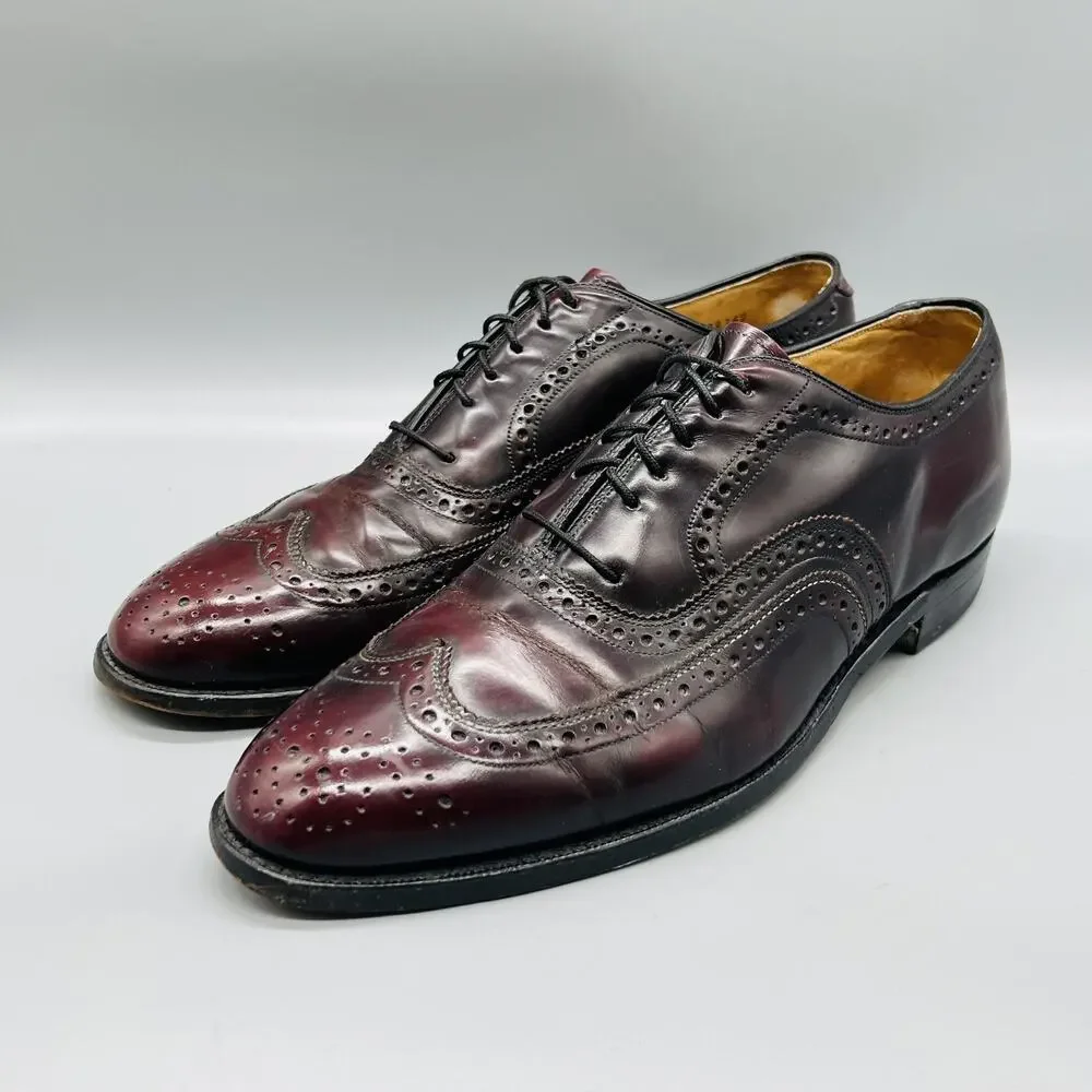 Johnston & Murphy Shoes Men 9.5 Brown Leather Executive Collection Wingtip Dress